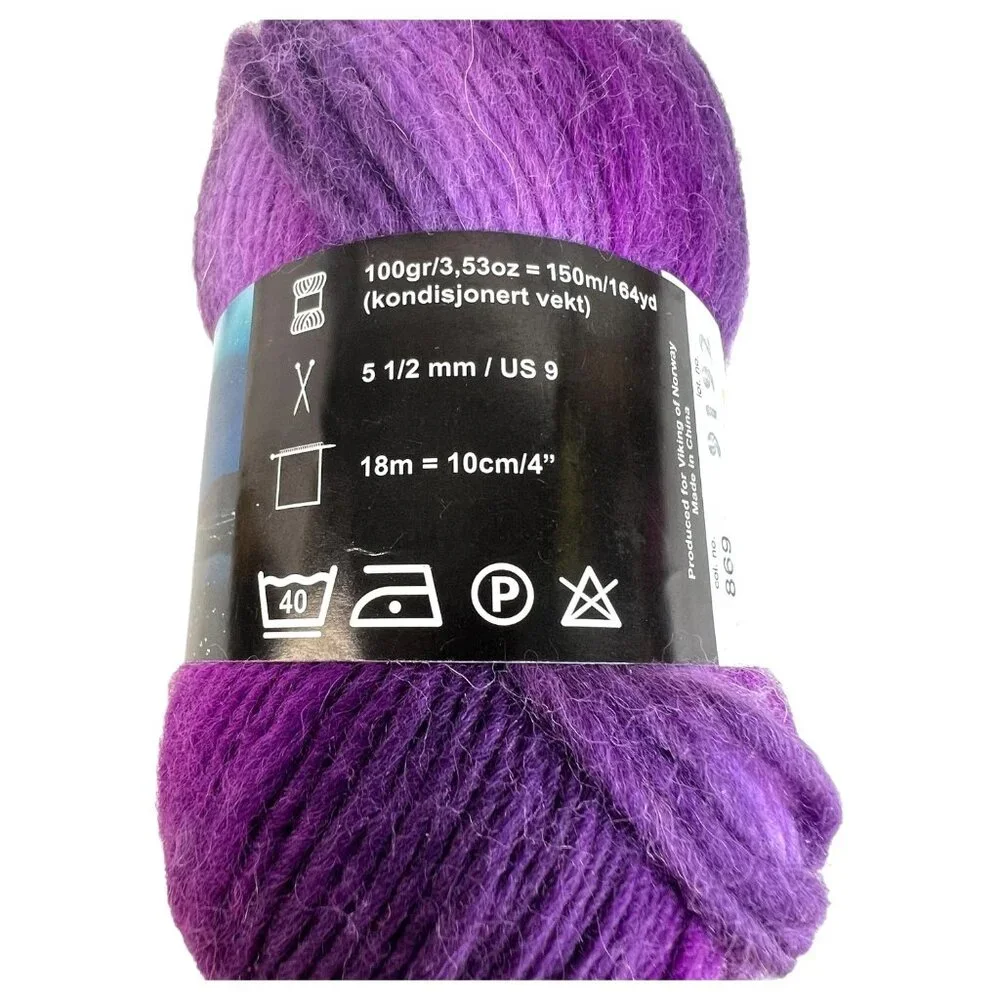 Viking Odin Pure Wool‎ Superwash Yarn 3.53 Ounce 164 Yards Purple Gradient